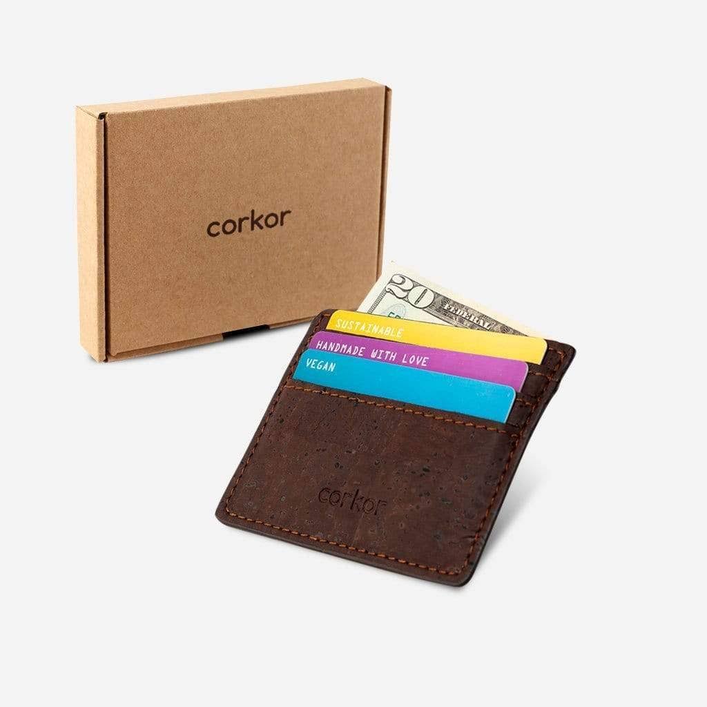 Corkor Vegan Cork Card Case Wallet, Black