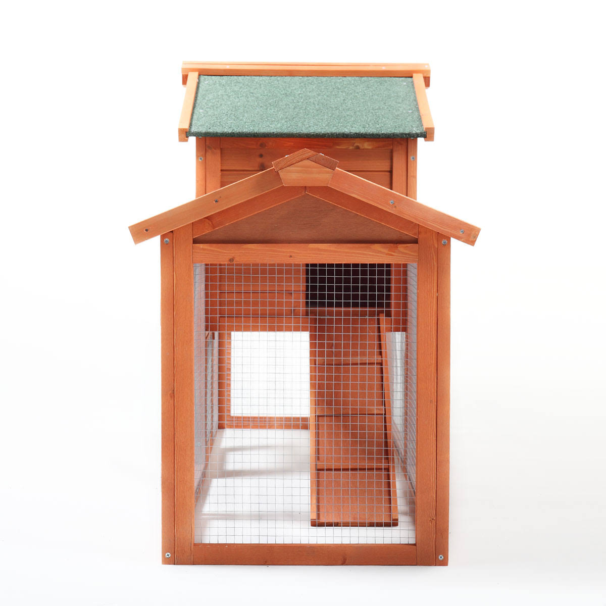 coziwow 2 Story Outdoor Wooden Chicken Coop Rabbit Hutch House Small Pet Poultry Cage-Orange