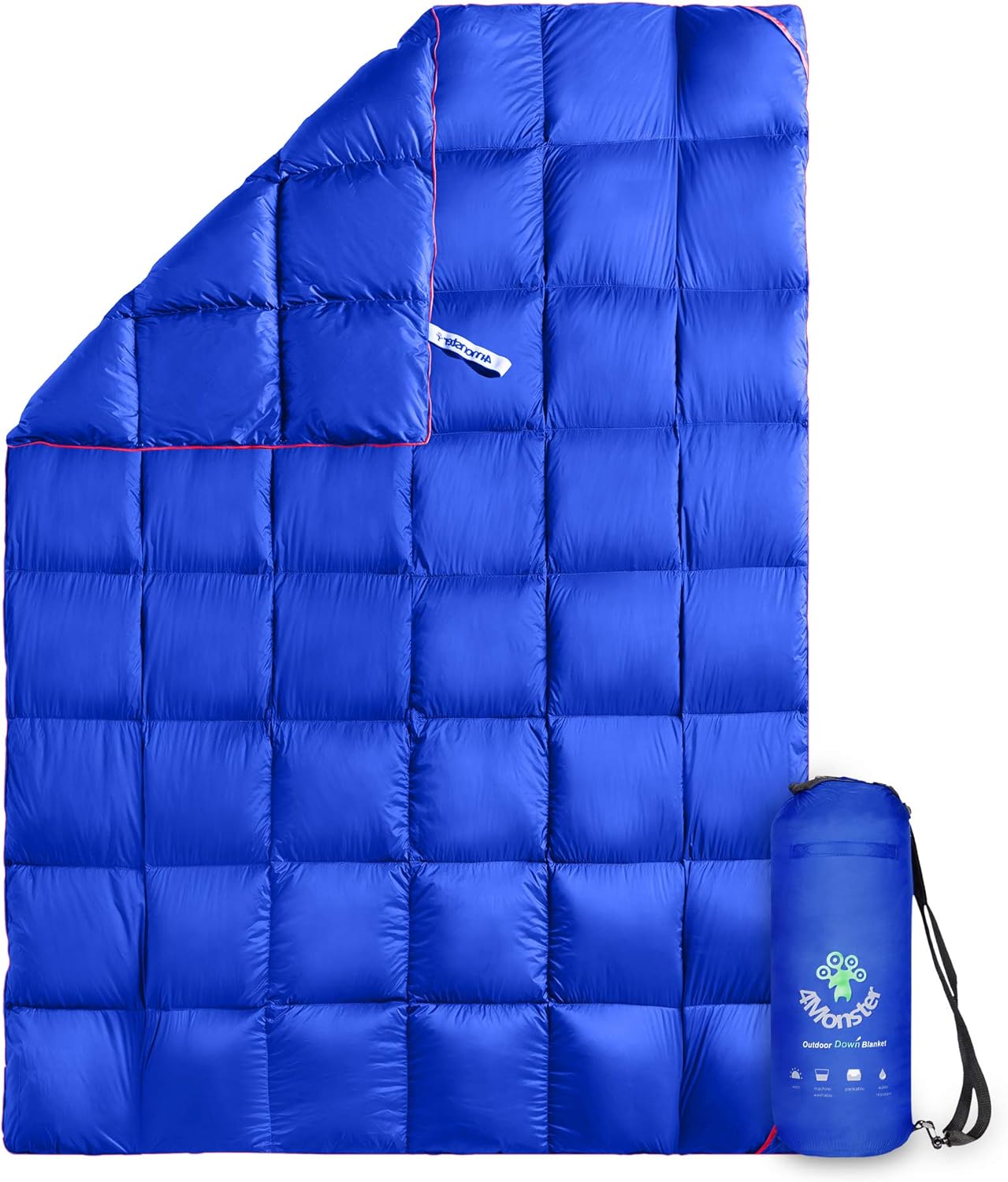 4Monster Outdoor Down Blankets Camping Blanket 650 Fill Travel Down Quilt Compact Waterproof for Picnics, Beach Trips, Camping and Backpacking