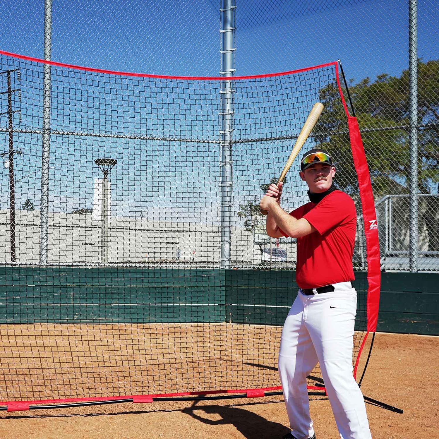ZELUS 12x 9ft / 16x10ft Barricade Backstop Net, Ball Sports Barrier Net, Practice Net for Baseball Softball Lacrosse Soccer and More, Mini Soccer Goal and Baseball Training Equipment