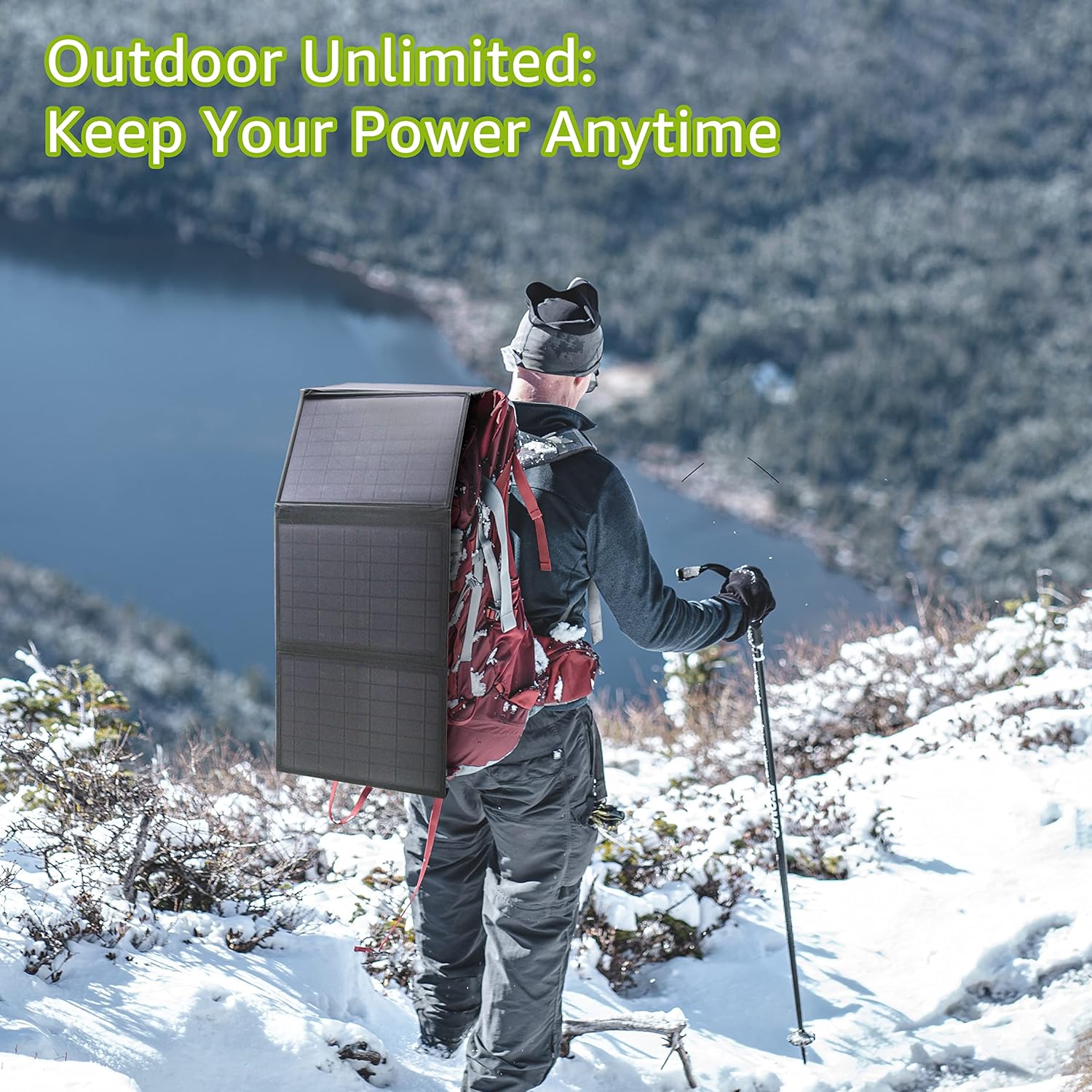 100W Portable Outdoor Solar Powered Power Bank Generator with Foldable 40W Solar Panel, 65W 110V Solar Power Station with DC AC Outlet for Home Use RV Camping Adventure