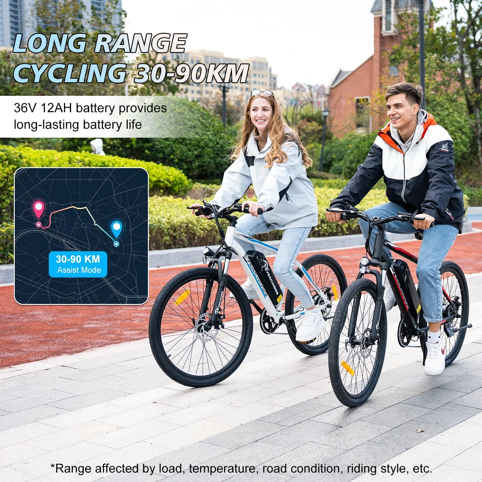 EVERCROSS 500W Electric Bike 26 Electric Bicycle for Adults 20MPH Mountain Bike with Removable 36V 12Ah Battery, 7 Speed Commuter Bike for Man Woman, BLack