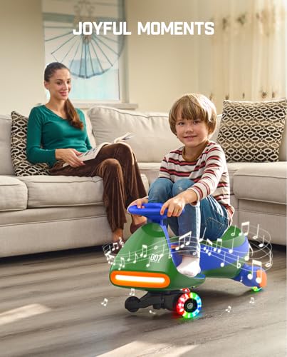 FanttikRide 12V N7 Pro Electric Wiggle Car with Pedal, Rechargeable Battery, CyberWiggle, 2 in 1 Swing Car, 2 Speed, Anti-Rollover, Flashing Wheels, Bluetooth, for Ages 3 and Up, 150 Lbs, Blue