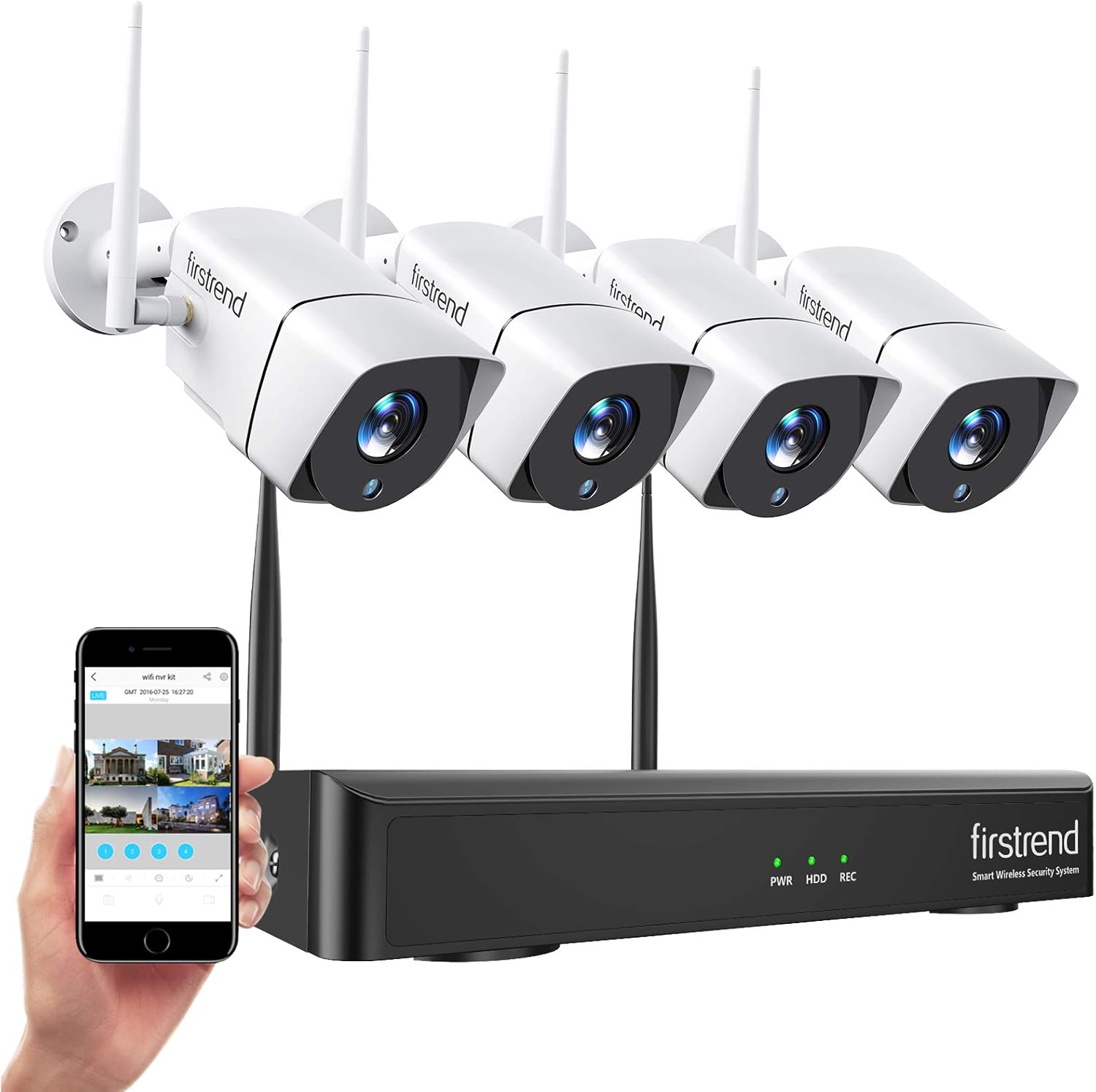 Security Camera System Wireless,Firstrend 1080P 8CH Wireless Home Security Systems with 4pcs 2MP Full HD Cameras 1TB HDD Night Vision Motion Detection Free App for Indoor Outdoor Video Surveillance