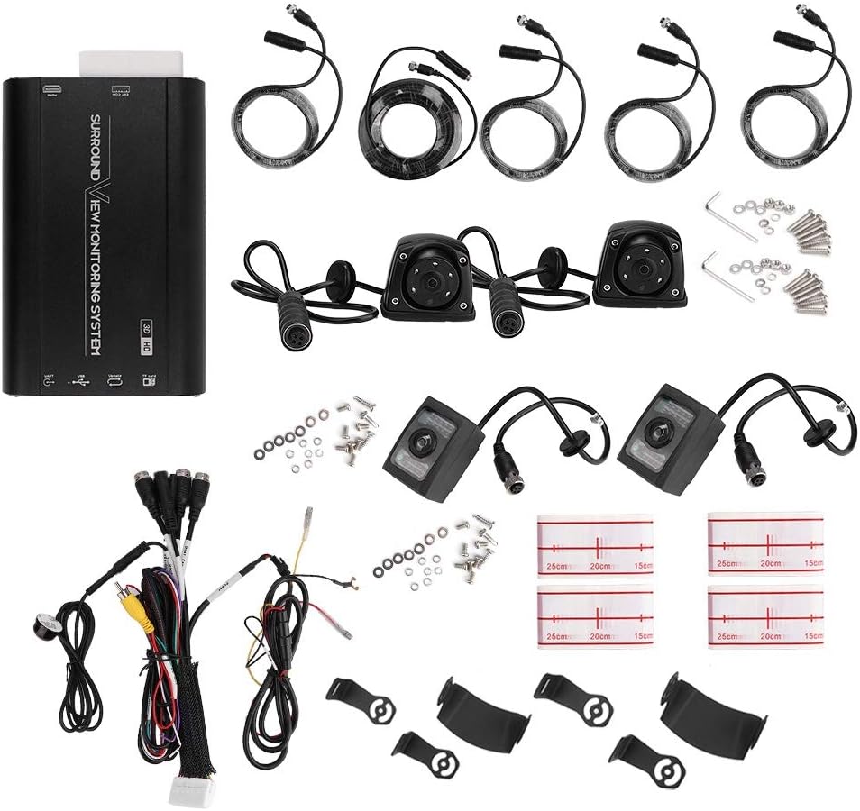 Car Monitoring Camera Night Viewing Panorama HD 360 Degrees Monitoring Device Driving Assistance System for Vehicles, School Bus, Ambulance, Touring Car