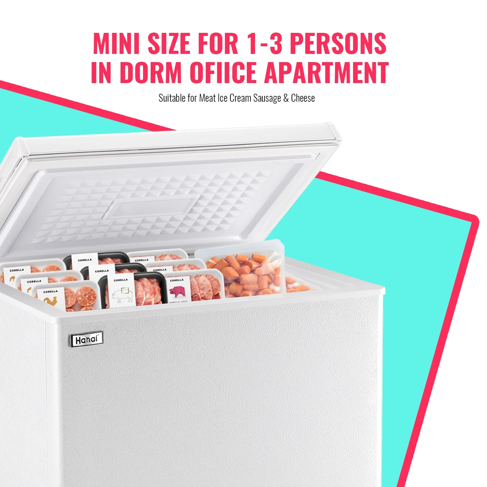 WANAI White Chest Freezer Small Deep Freezer 5.0 Cu.ft Fast Freezing Freezers with 7 Temp Control