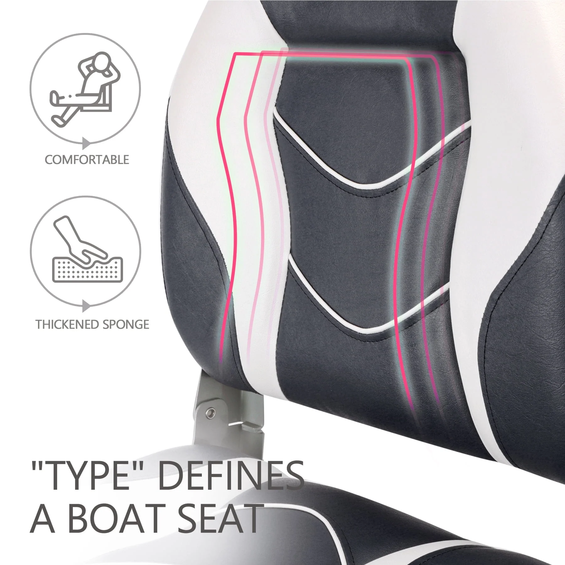 NORTHCAPTAIN S1 Pro Premium High Back Folding Boat Seat,Stainless Steel Screws Included,Charcoal/Black(2 Seats)