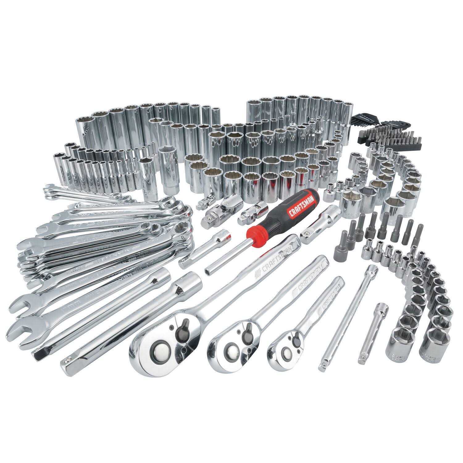 Craftsman 1/4 3/8 and 1/2 in. Drive Metric and SAE 6 and 12 Point Mechanic's Tool Set 308 pc - Shop Hardware Tools Online Store