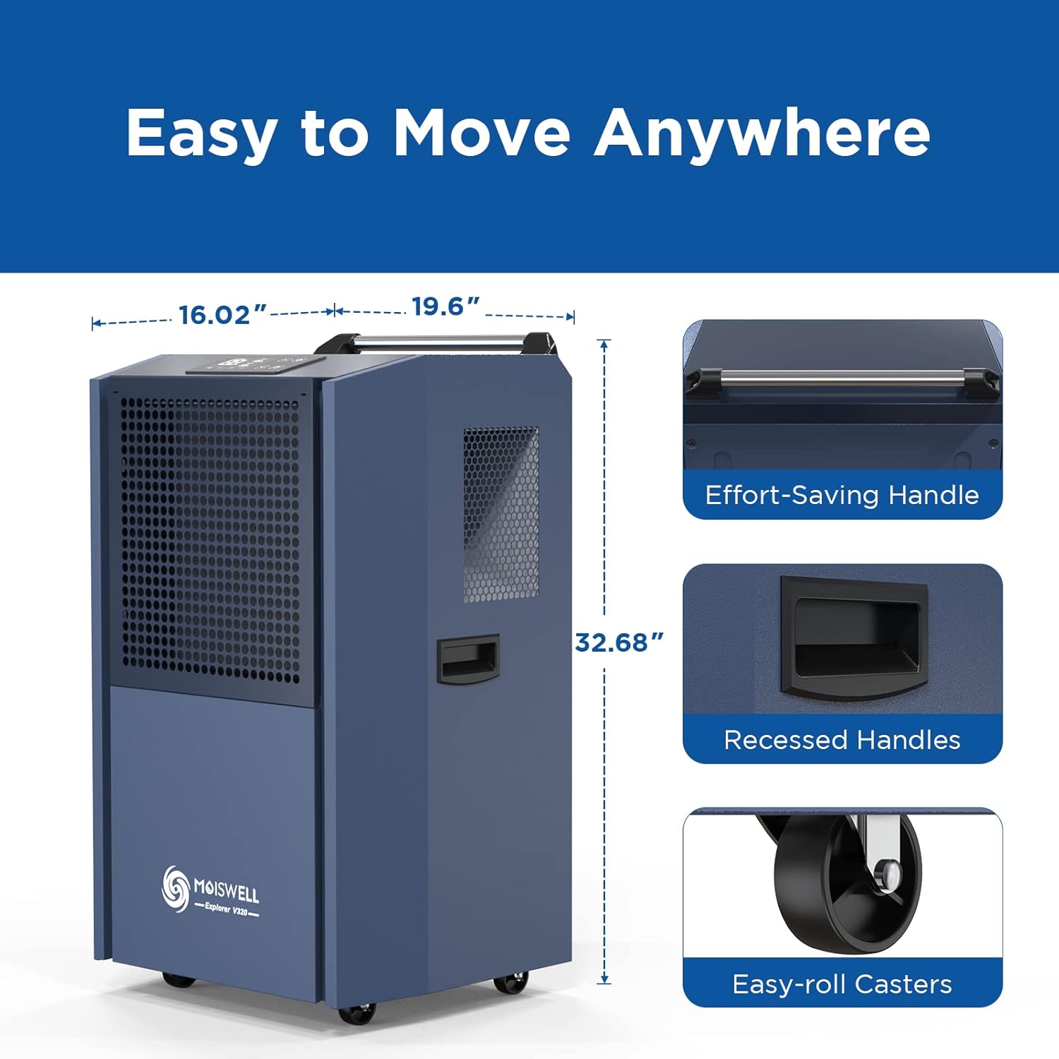 305 Pint Commercial Dehumidifier for Industrial Sites, Commercial-Grade Dehumidifiers with Drain Hose for Large Spaces Basements, Warehouse, Flood Water Damage Restoration, 5-Year Warranty