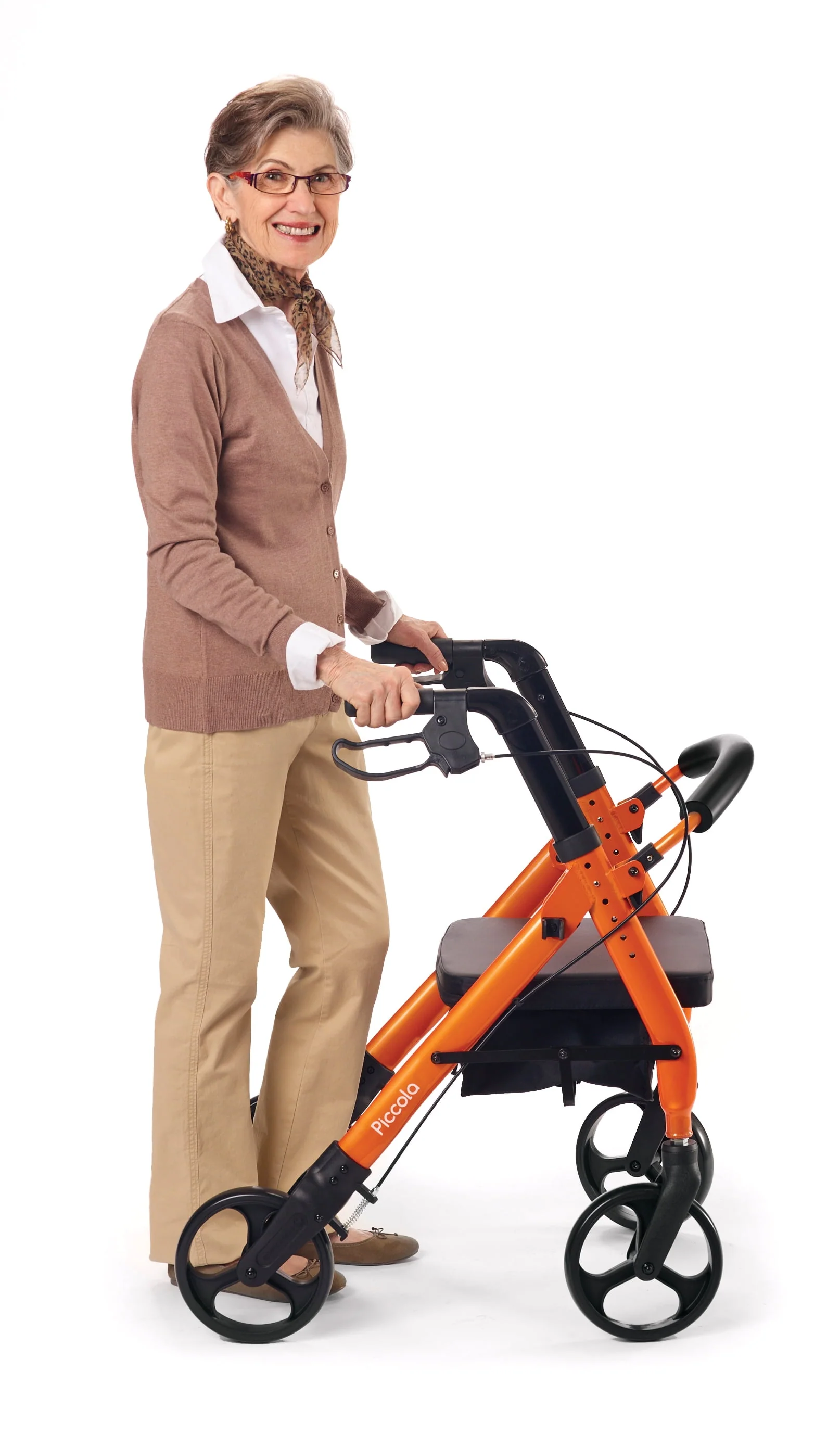 Comodita Piccola (Petite) Heavy Duty Rollator Walker with Comfortable 15 Wide Seat (Metallic Red)