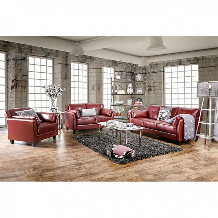 Furniture of America Pierre Red Loveseat