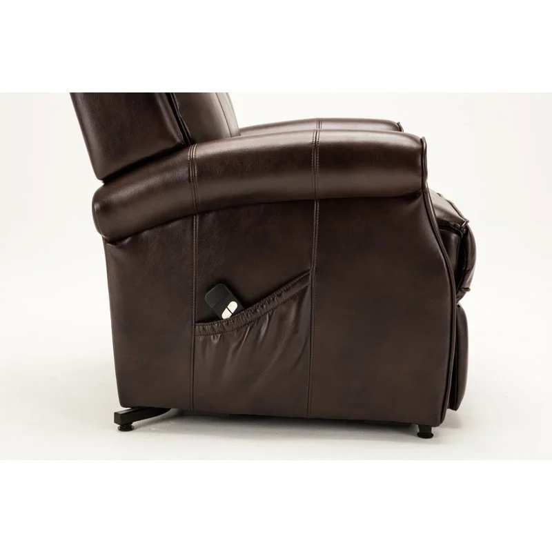 Bowery Hill Traditional Styled Faux Leather Lift Chair in Brown