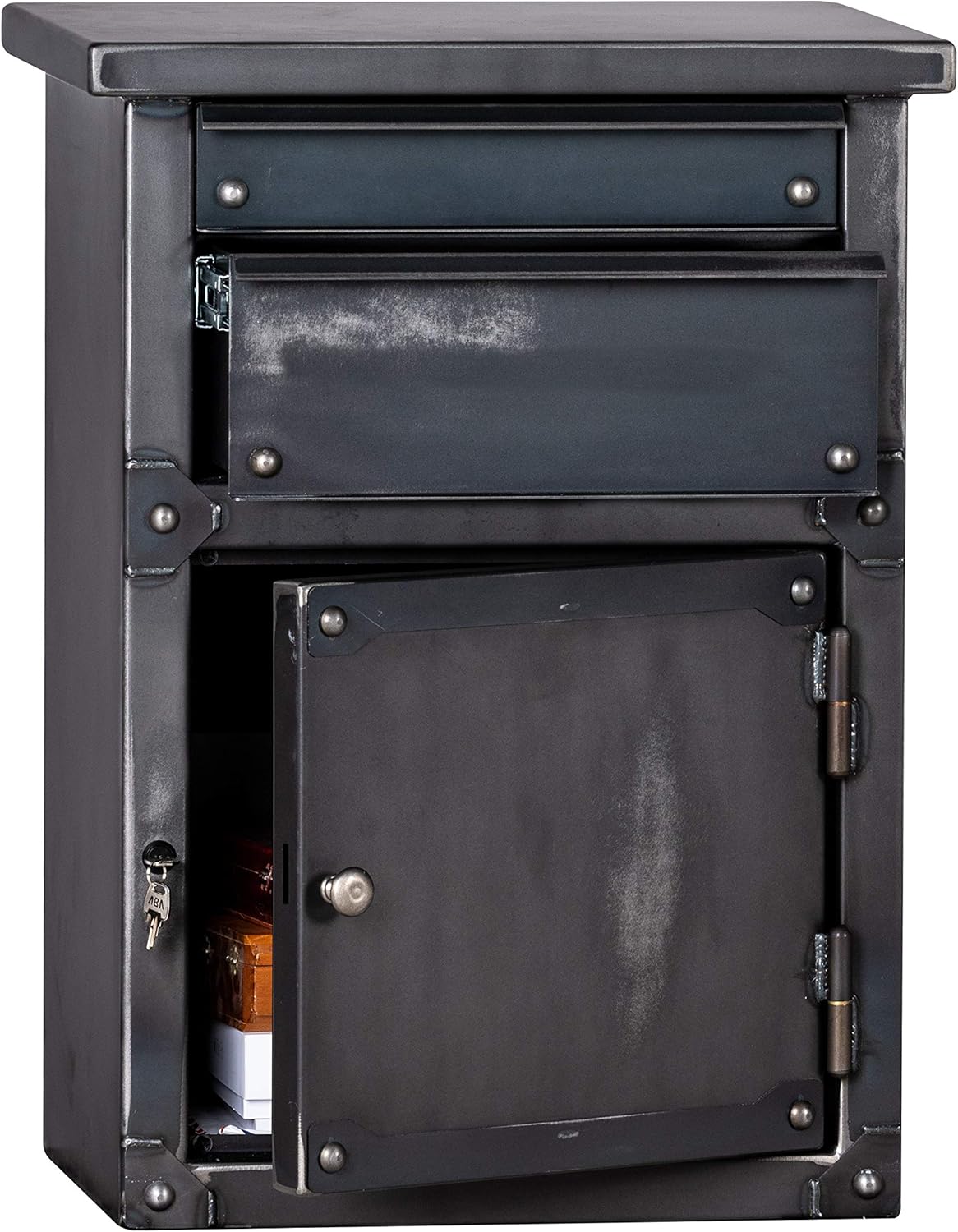 LONGHORN LNS3020S Nightstand by Rhino Metals, End Table with 2 Heavy Duty Drawers and Locking Cabinet with Double Bitted High Security Key