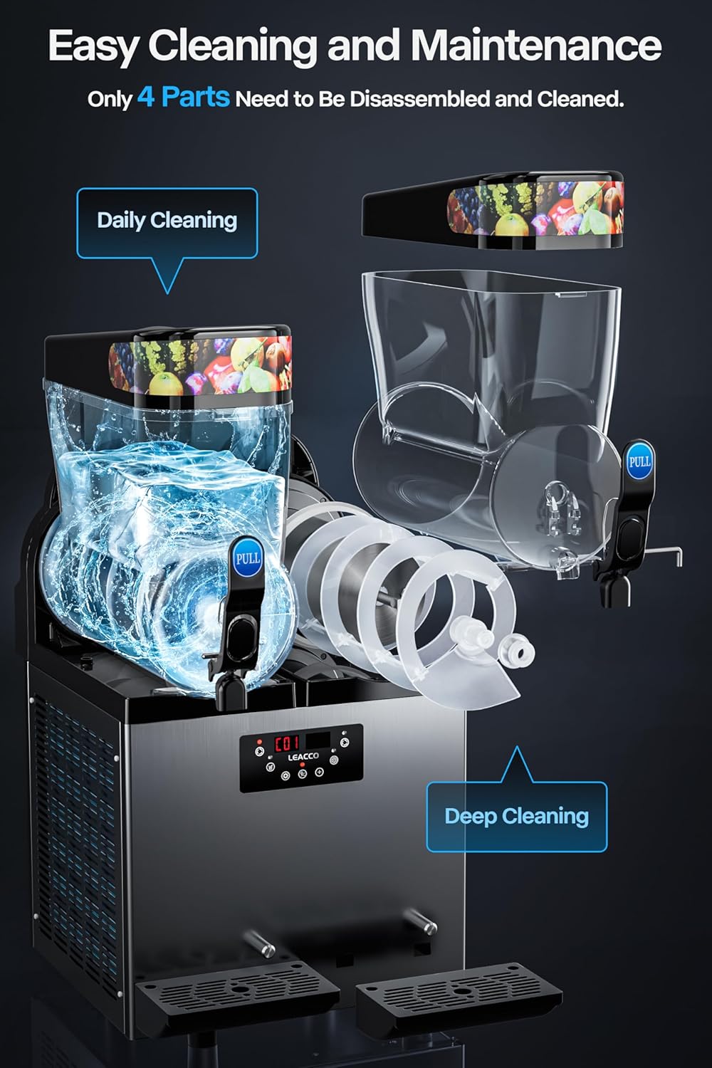 Commercial Slushie Machine, 30L Frozen Drink Margarita Machine Smoothie Slushy Maker Stainless Steel 110V, 1000W, 8 Gallon
