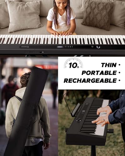 Starfavor 88 Key Piano Keyboard, Compact Bluetooth Digital Piano with Full-size Semi Weighted 88 Keys, Budget Electric Keyboard Piano with Stand, Piano Pedal, Carrying Bag, Recording/MIDI/USB, Black