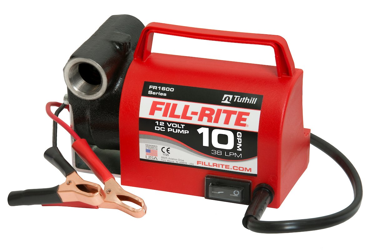 Fill-Rite RD812NH 8 GPM 12V Portable Fuel Transfer Pump with Manual Nozzle, Discharge Hose, Suction Hose, and Power Cord,Red