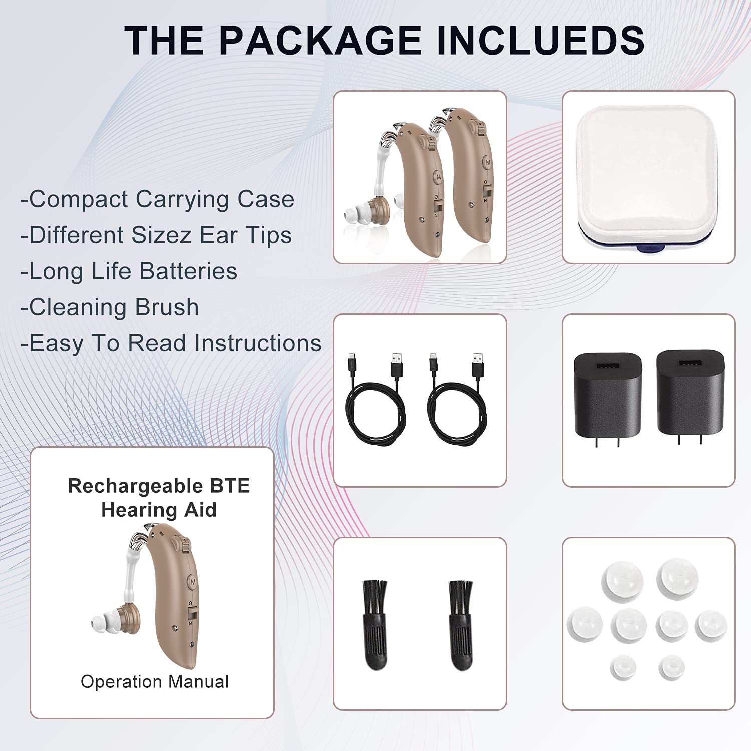Hearing Aids for Seniors Rechargeable with Noise Cancelling, AMERFIST Personal Hearing Amplifier for Adults Severe Hearing Loss, G25 Digital Ear Hearing Assist Devices with Volume Control(Brown)