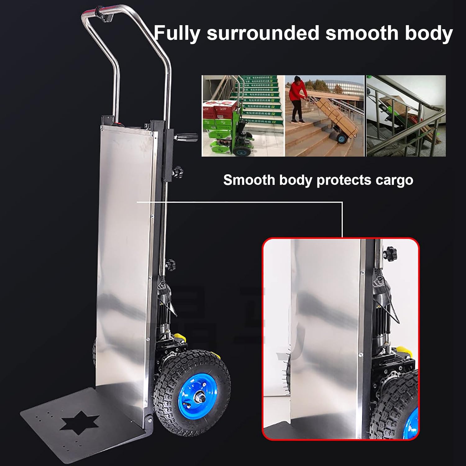 Electric Stair Climber, Heavy Object Sack Truck, Load Capacity, Removable Battery, with Telescoping Handle, for Mobile Home Appliance Construction