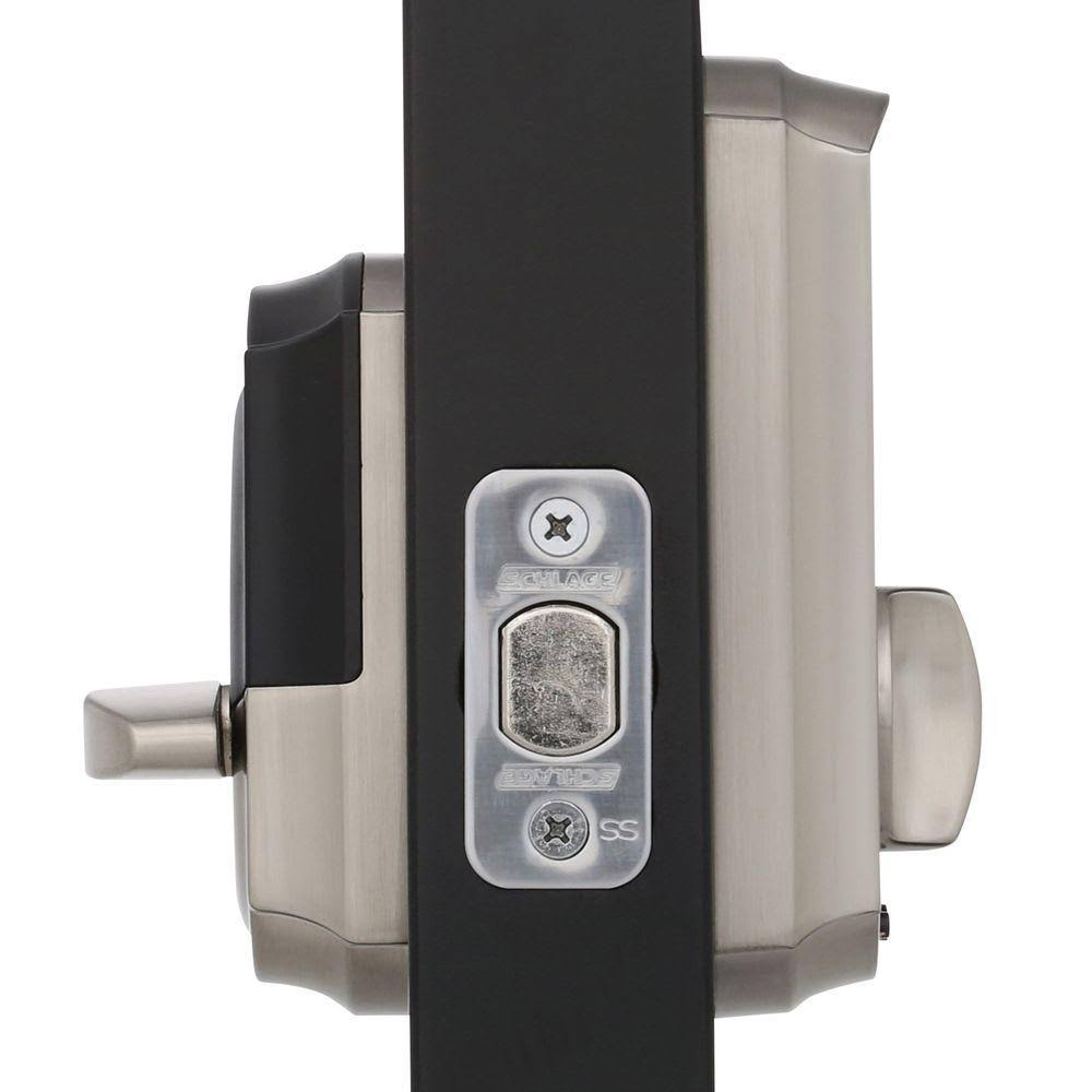 Schlage Camelot Satin Nickel Touch Electronic Door Lock Deadbolt and Georgian Knob 48546