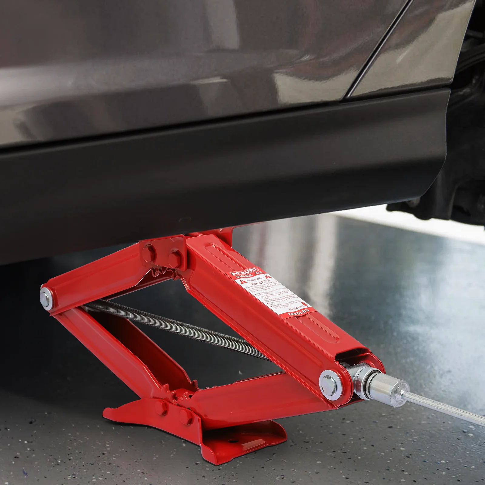 M-AUTO Set of 4 Scissor Jack, 2.5 Ton 5000lbs Heavy Duty Car Jack Tire Repair Tools Kit, RV Trailer Stabilizer Leveling Scissor Jacks with Handle, Red - Curated Treasures Market