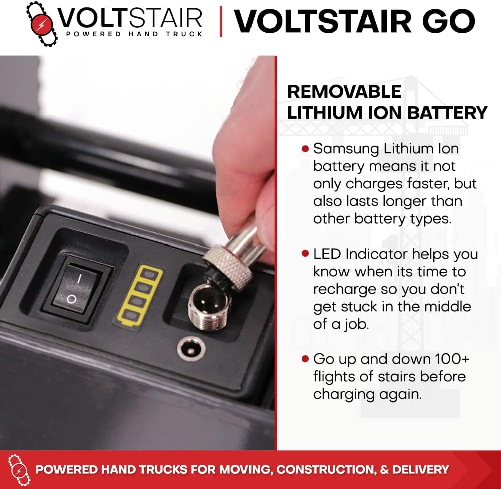 Voltstair GO Portable Electric Battery Powered Motorized Stair Climbing Hand Truck with 150lb. Lift Capacity