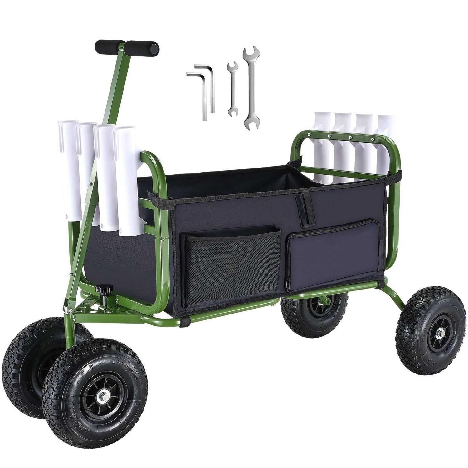 VEVOR Beach Fishing Cart 500 lbs Load Capacity Fish and Marine Cart with Four 13 Big Wheels PU Balloon Tires for Sand Heavy-Duty Aluminum Pier - Shop Hardware Tools Online Store