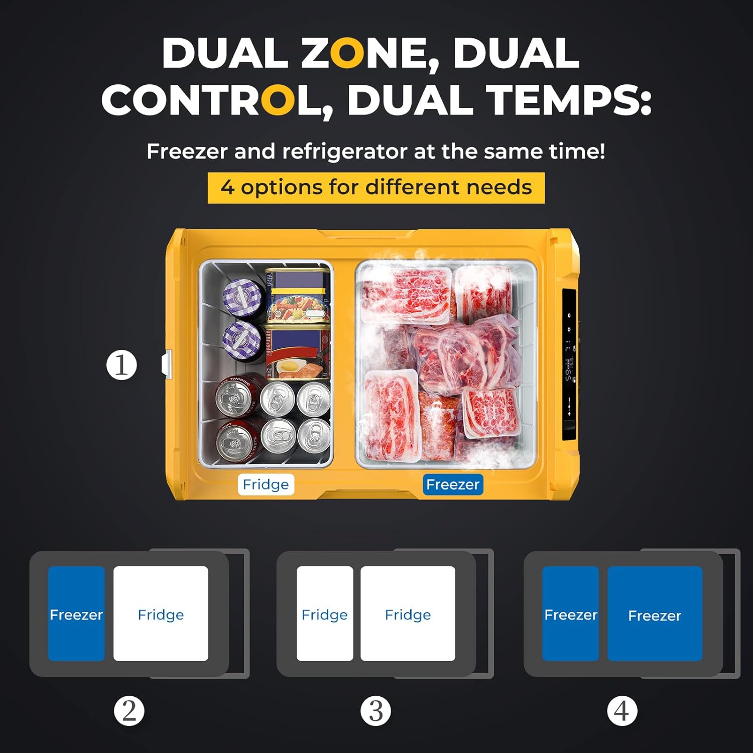 BougeRV 12 Volt Car Refrigerator Dual Zone, Portable Freezer Fridge APP Control (E35(37QT)-no wheels)