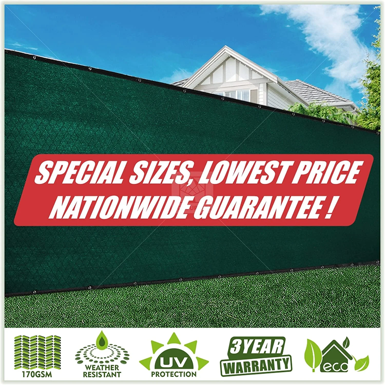 ColourTree 6' x 25' Green Fence Privacy Screen Windscreen Shade Fabric Cloth HDPE, 90% Visibility Blockage, with Grommets, Heavy Duty Commercial Grade, Cable Zip Ties Included - Custom Avalible