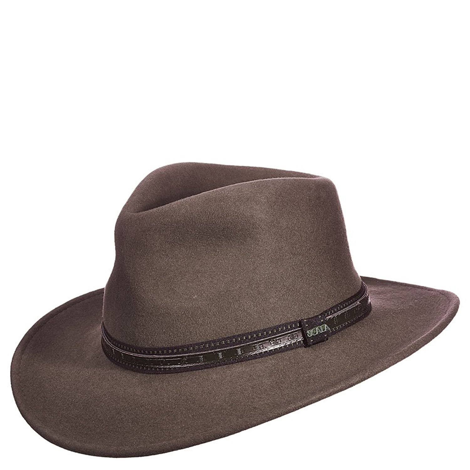 Scala Men&s Crushable Wool Outback Hat Khaki Large - Megean