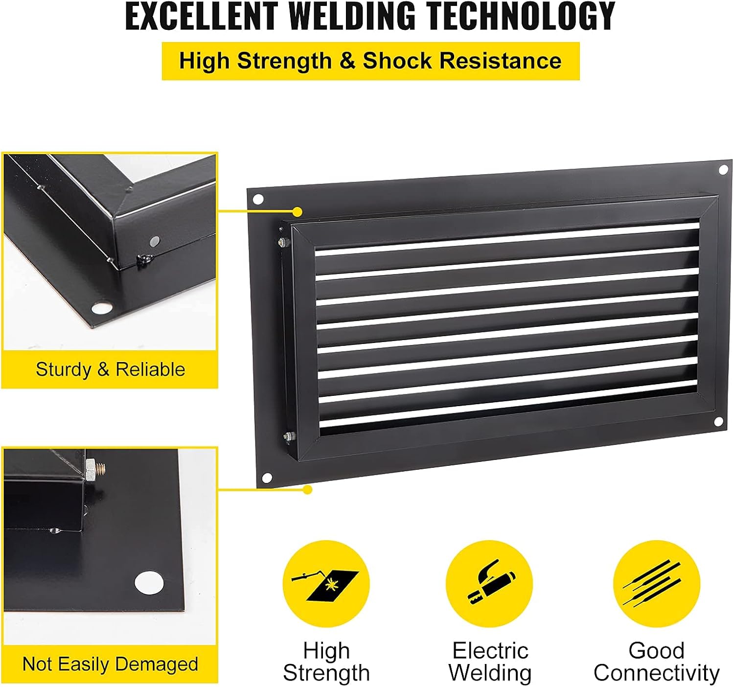 VEVOR Flood Vent, 16" X 32" Foundation Flood Vent, to Reduce Foundation Damage and Flood Risk, Black, Wall Mounted Flood Vent, for Crawl Spaces,Garages & Full Height Enclosures (16" X 32")