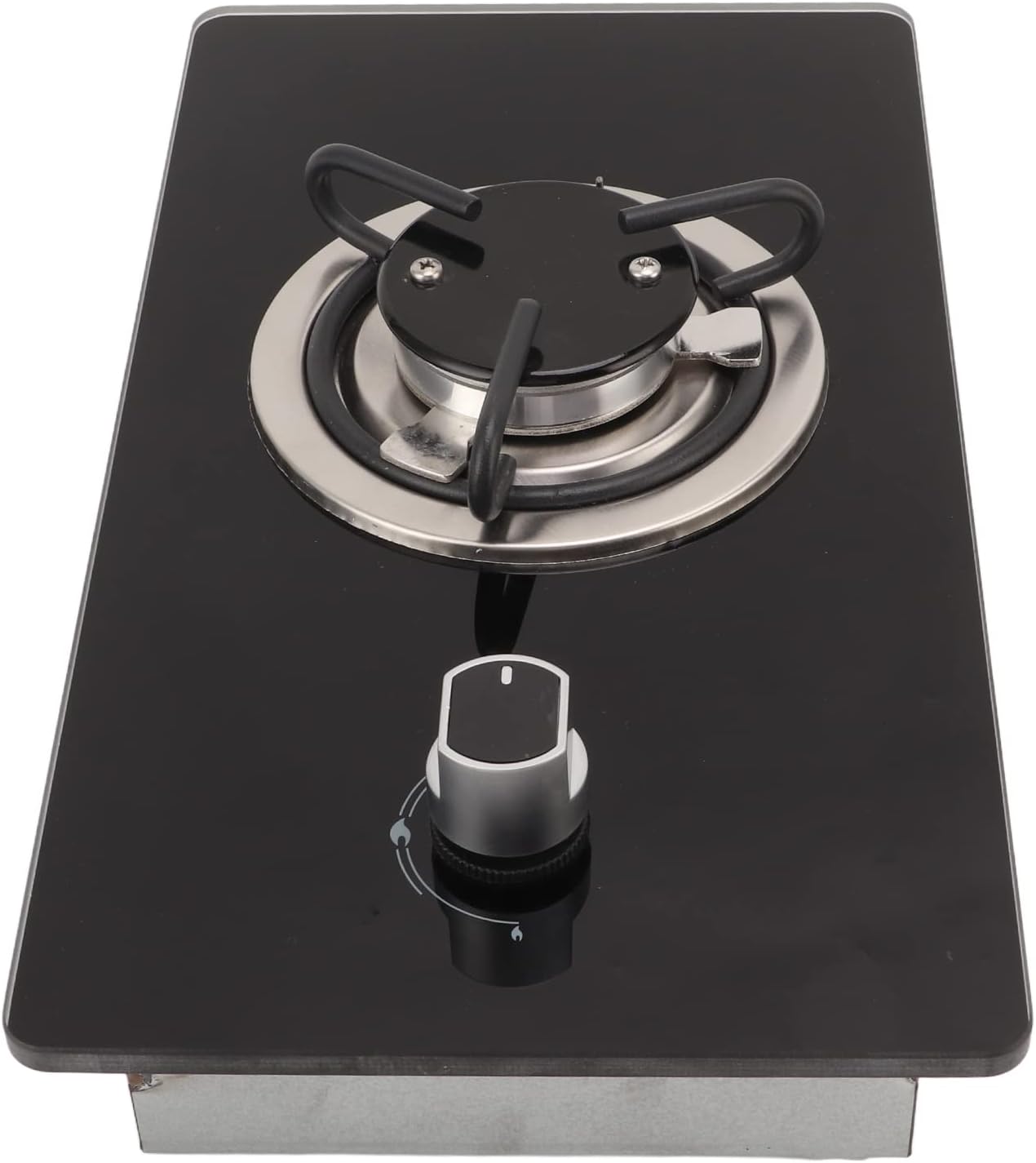 Single Burner Gas Cooktop, 1.8Kw Stainless Steel RV Gas Stove Top with Stepless Adjustable Fire, Portable Tempered Glass 1 Burner Gas Stove for RV Yacht Caravan Apartments Camping