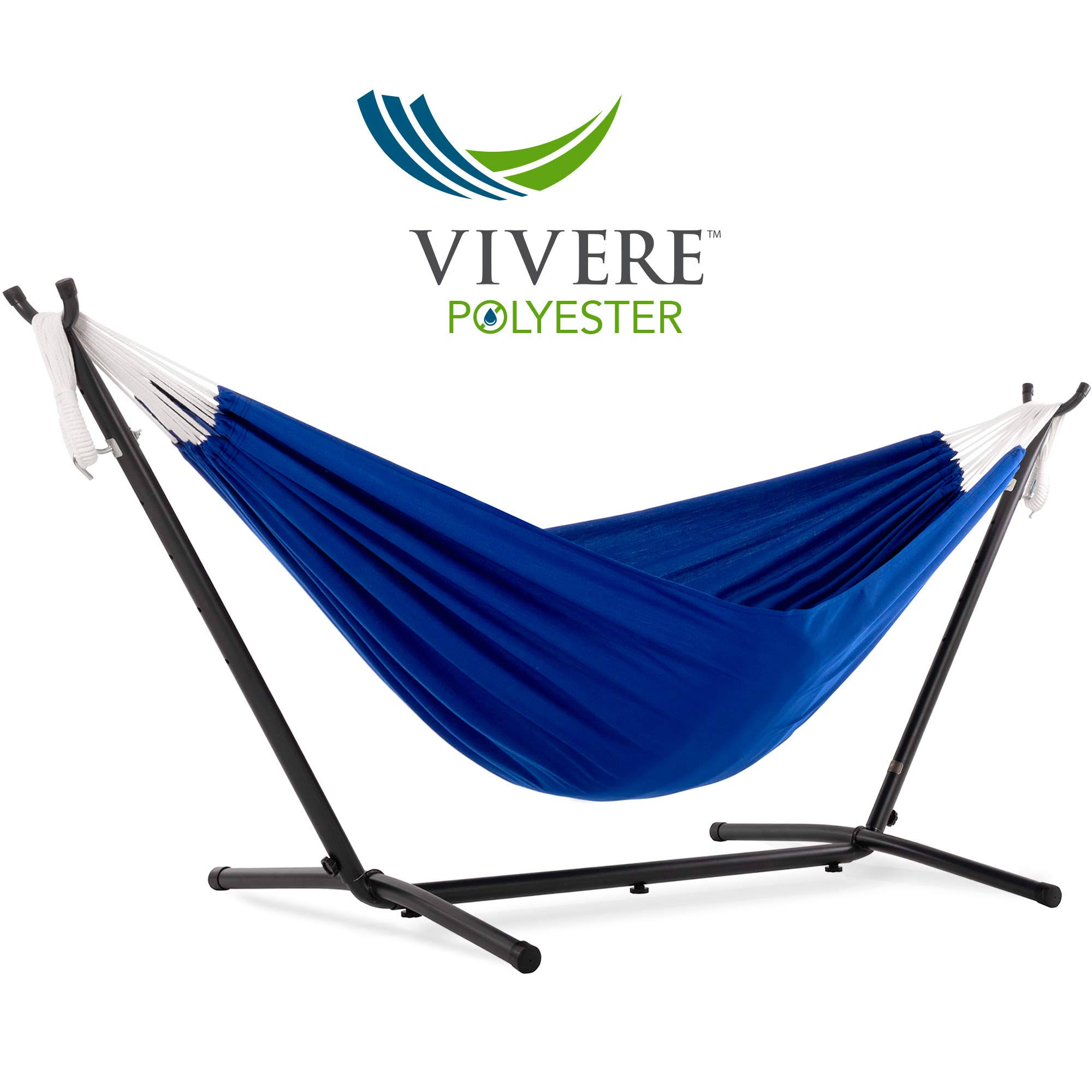 Vivere 9ft Polyester Royal Blue Hammock with Stand