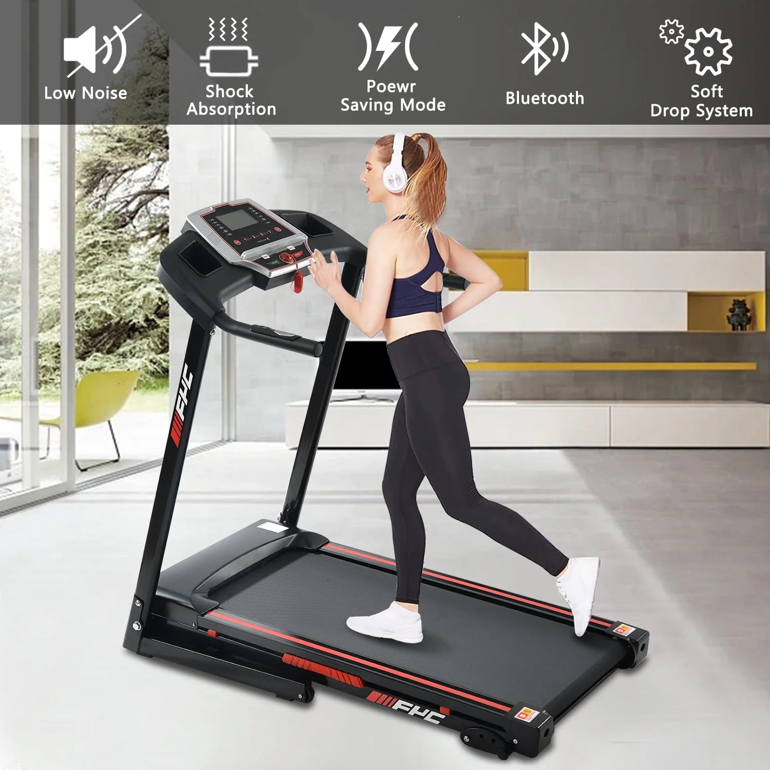 Holiday Clearance 3.5HP Folding Incline Treadmill with 330 LB Capacity 15 Preset Programs MP3 Electric Walking Treadmill Machine For Home