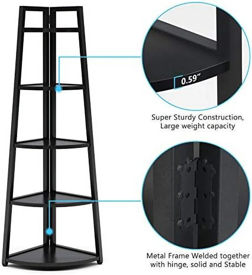 FDIGLUL 70 inch Tall Corner   5 Tier Modern Corner Bookshelf Bookcase Industrial Corner Ladder  Plant Stand for Living Room  Kitchen  Home Office (White) - Curated Treasures Market