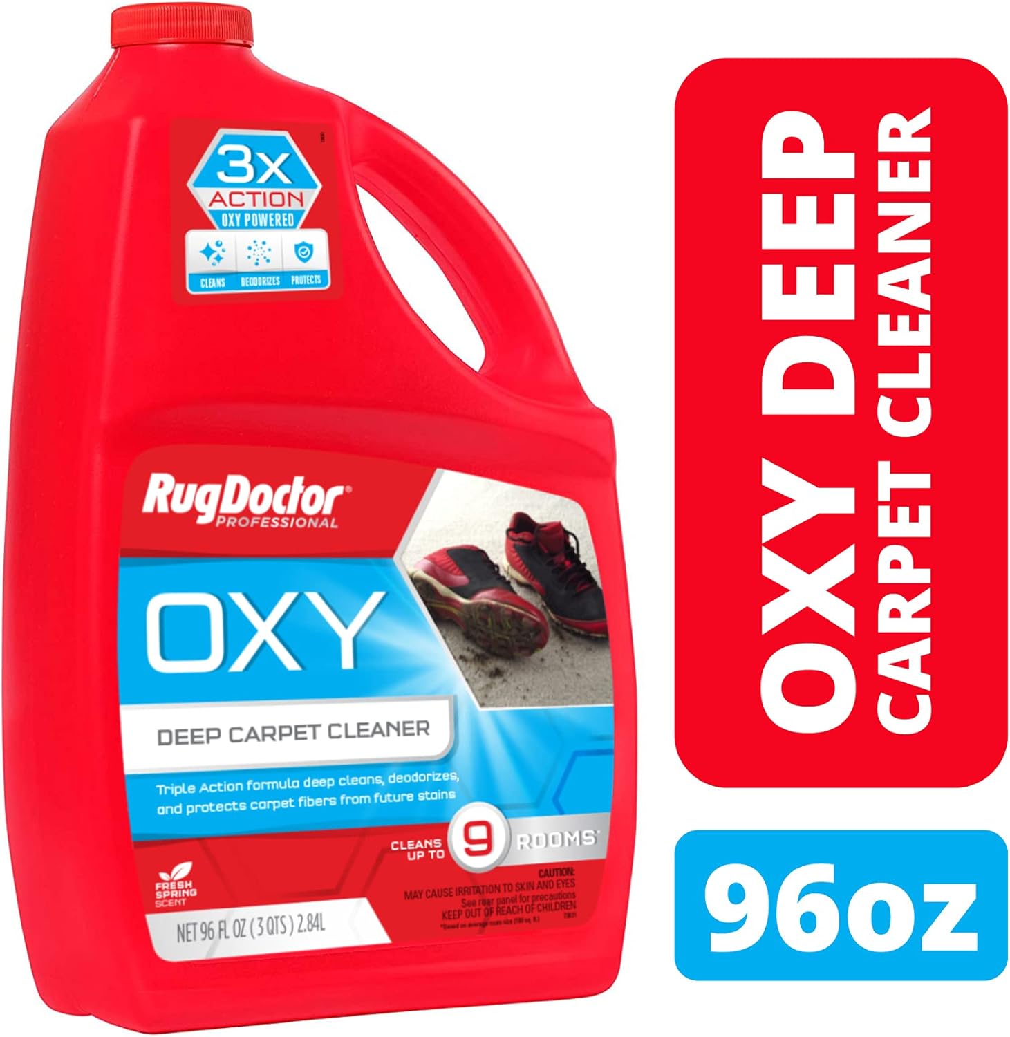 Rug Doctor Mighty Pro X3 Commercial Carpet Cleaner – Large Red Pet Pack & Triple-Action Oxy Carpet Cleaner & Universal Attachment for X3 Commercial Cleaner, 12-ft Hose, 12', Grey