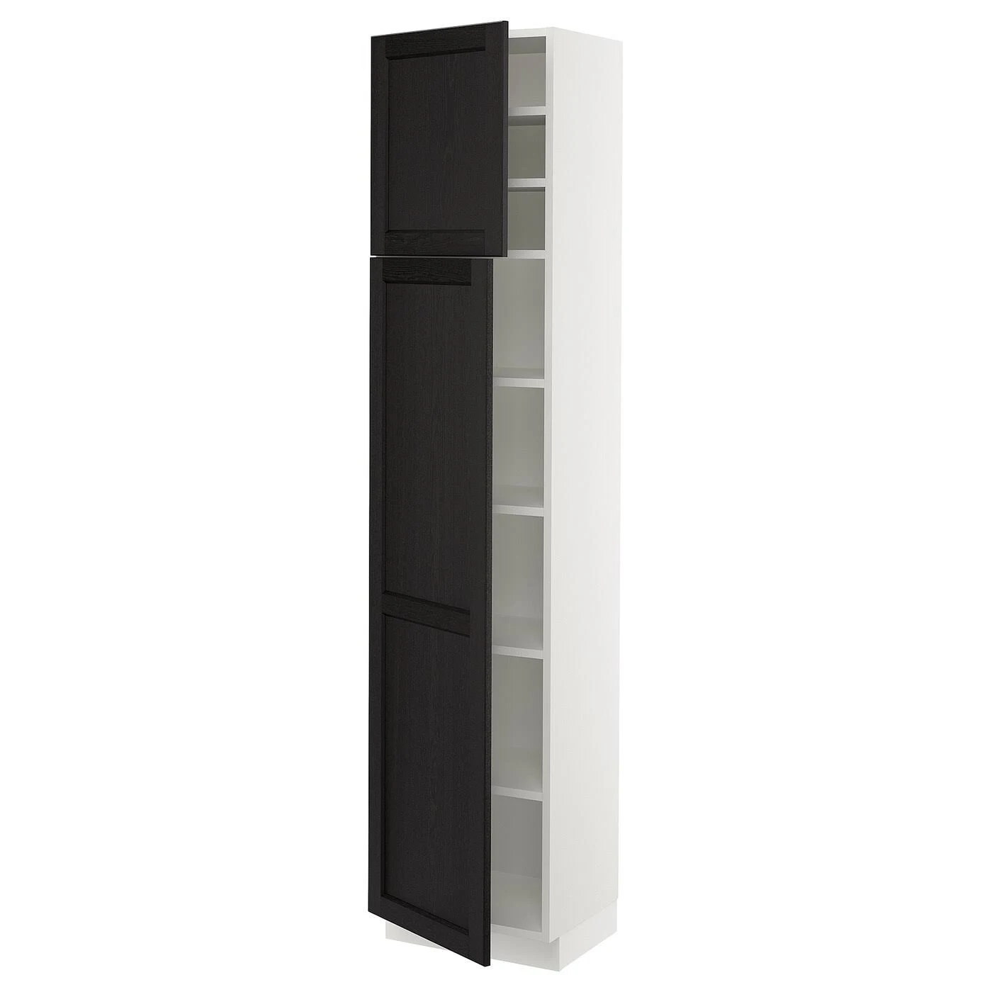IKEA - SEKTION High Cabinet with shelves/2 Doors, white/Lerhyttan Black stained, 18x15x80 39377978