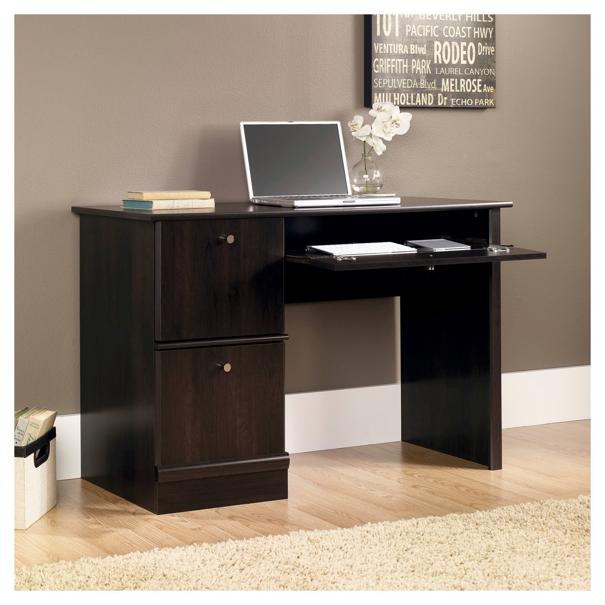 Sauder Computer Desk with Keyboard Tray in Cinnamon Cherry