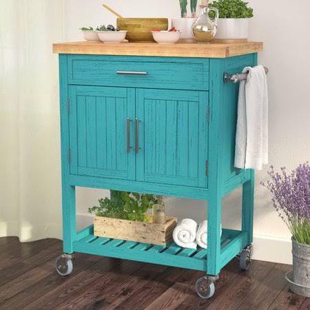 Highland Dunes Matus Kitchen Cart Butcher Block