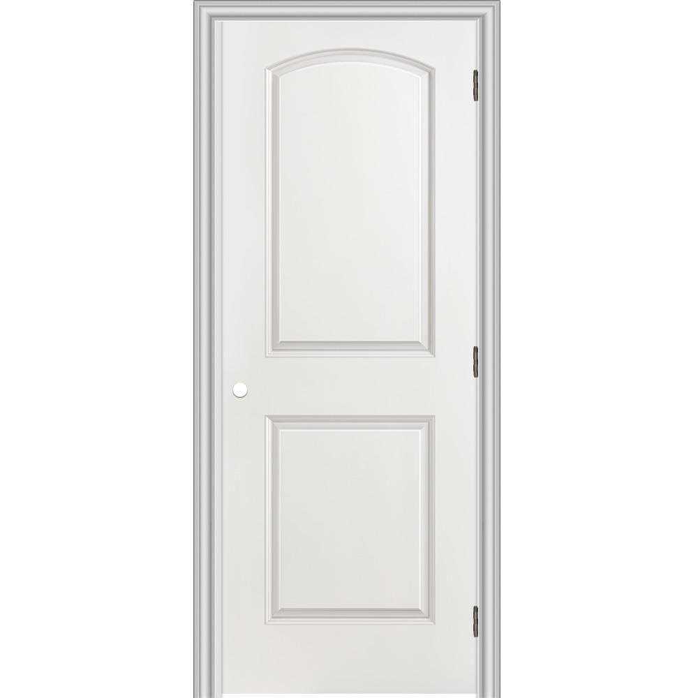 RELIABILT 80-in 2-panel Round Top Hollow Core Primed Molded Composite Right Hand Inswing/Outswing Single Prehung Interior Door - Shop Hardware Tools Online Store