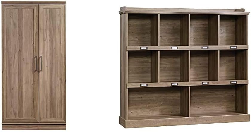 Sauder HomePlus Collection Storage Cabinet, Salt Oak Finish & Barrister Lane Bookcase, Salt Oak Finish