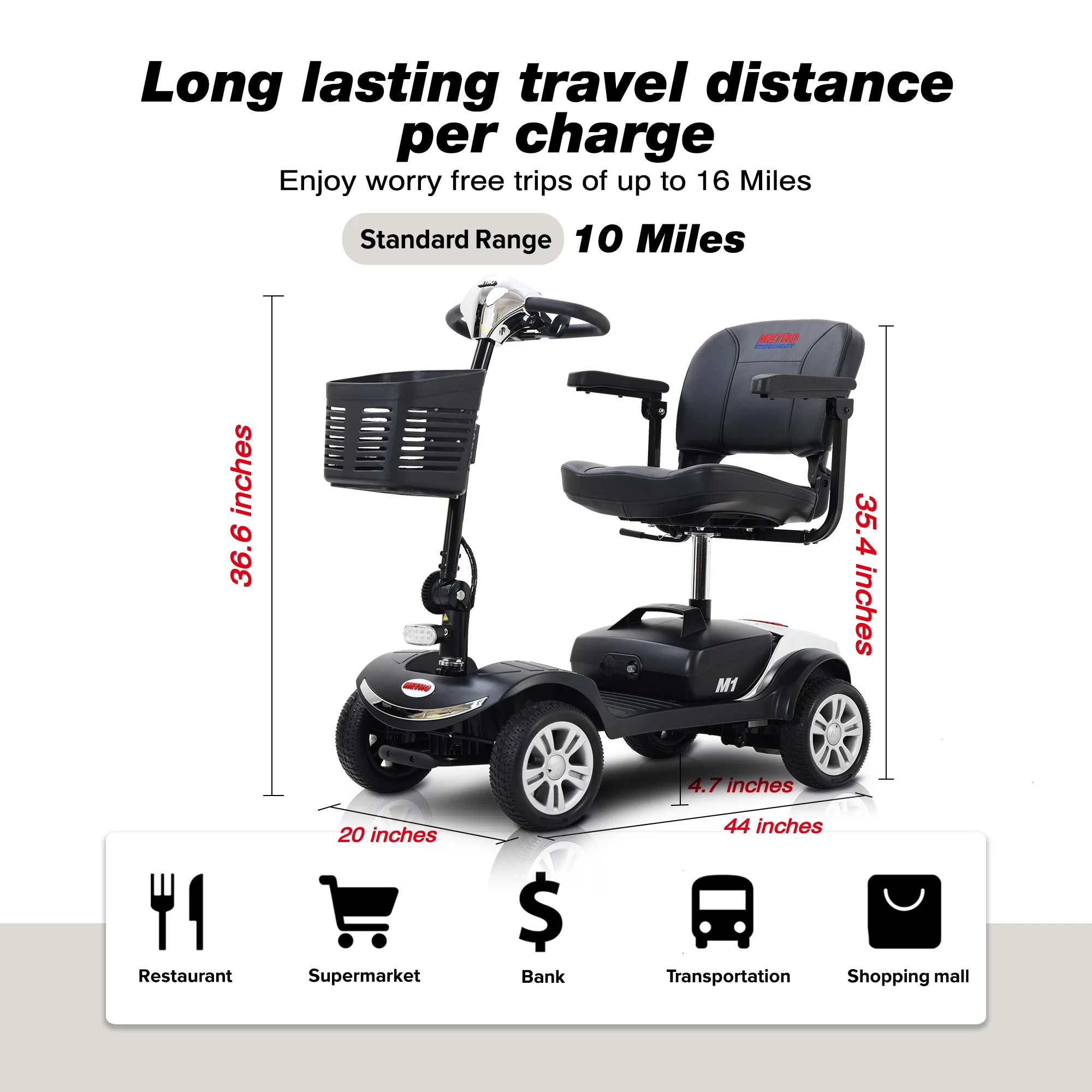 Travel Mobility Scooter, Heavy Duty Electric Scooters with 4 Anti-Tip Wheels, Compact Lightweight Mobility Scooters for Senior Adults Elderly, Foldable Mobility Scooter, Holds 300lbs, Purple
