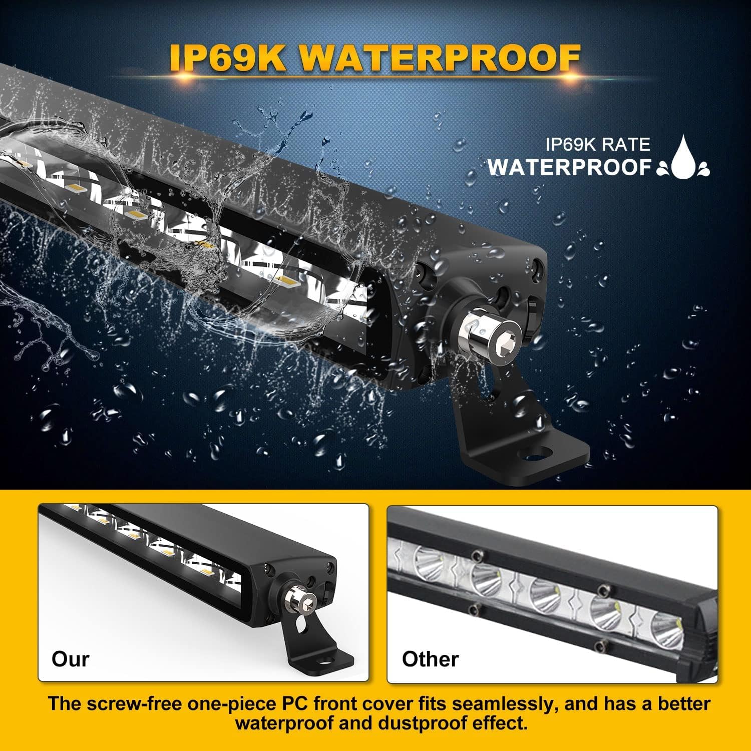 LED Light Bar 52Inch Roof Light Bar for Off-Road Trucks Cars ATV SUV Cabin Boats etc - Single Row Light Bar with Spot Flood Combo Beam - IP69K Waterproof Off Road LED Work Light