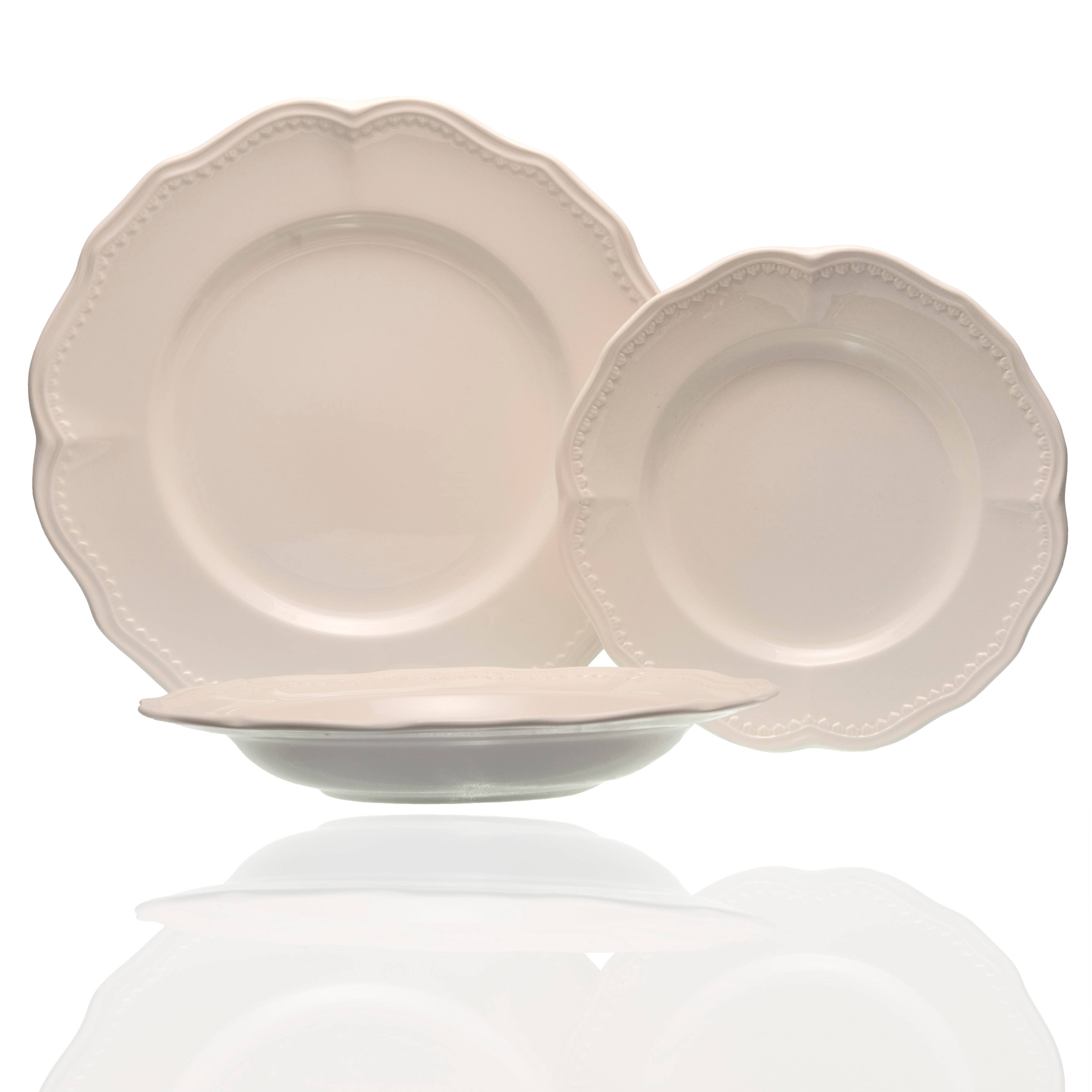 Red Vanilla Classic White 18 Piece Dinner Set, Service for 6