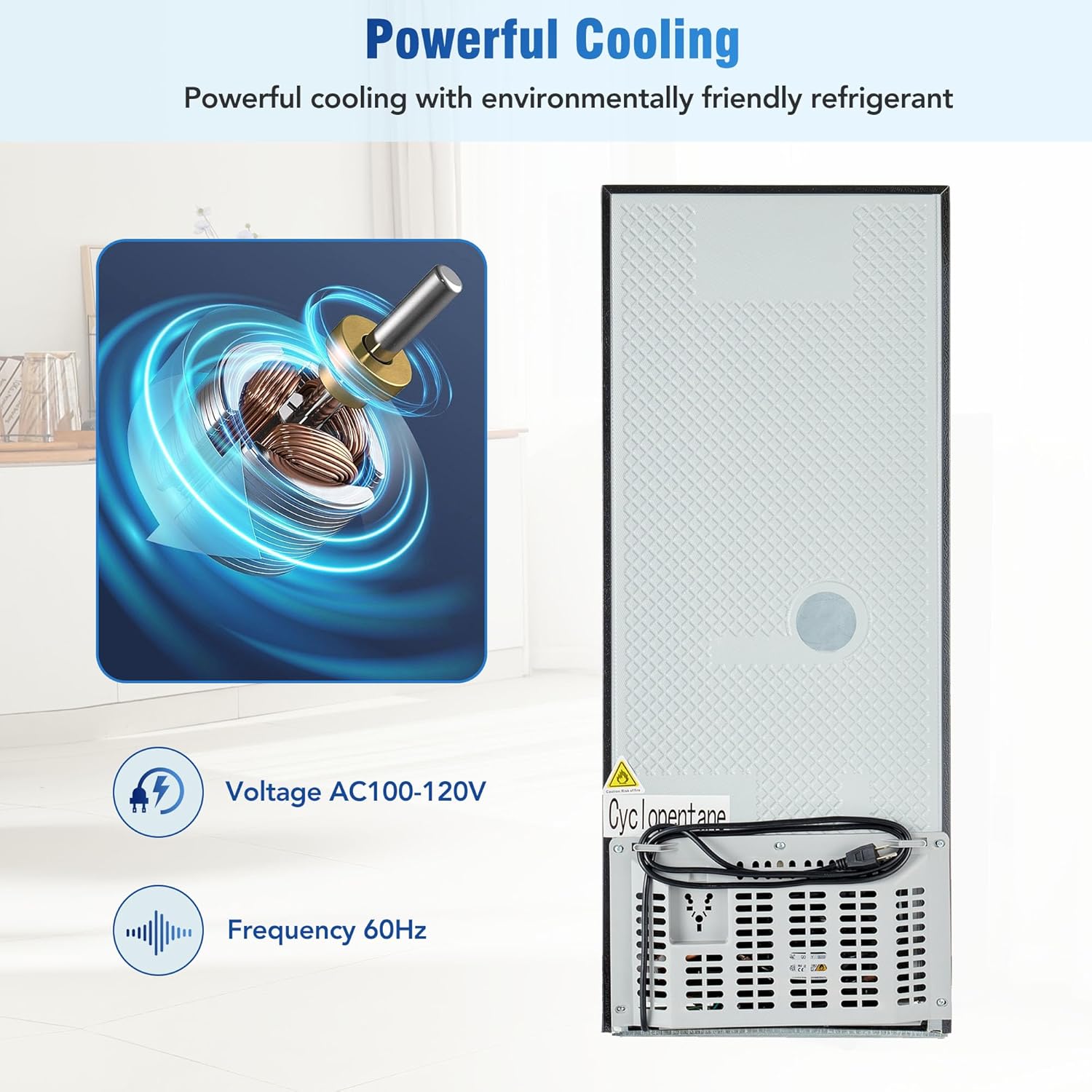 3.6Cu.Ft Refrigerator, Small Fridge with 2.2+1.4Cu.Ft 4 Star Freezer, Refrigerator with Double Door, LED Lighting, Adjustable Shelves, for Homes, Offices, Apartment, 16.73"×17.52"×40.16 "