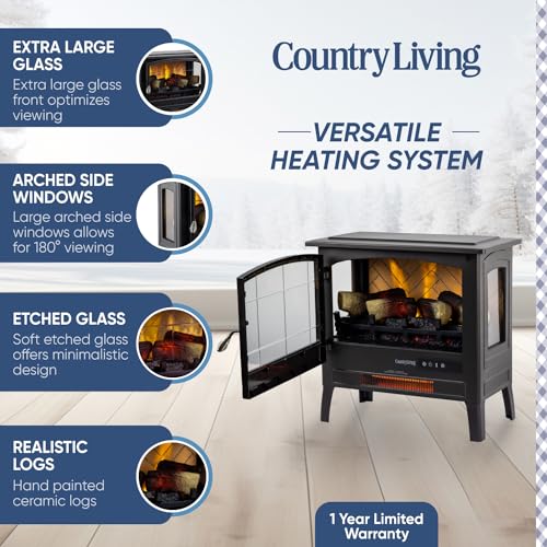 Country Living Infrared Freestanding Electric Stove - Multiple Flame Effects Parent