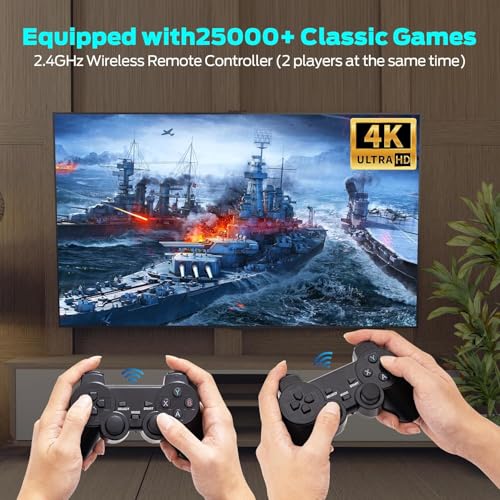 Retro Game Console, Retro Gaming Console, Game Console, Wireless Retro Gaming Console, 25000+ Games & 9 Emulators Built in, Plug and Play Video Games Wireless Controllers
