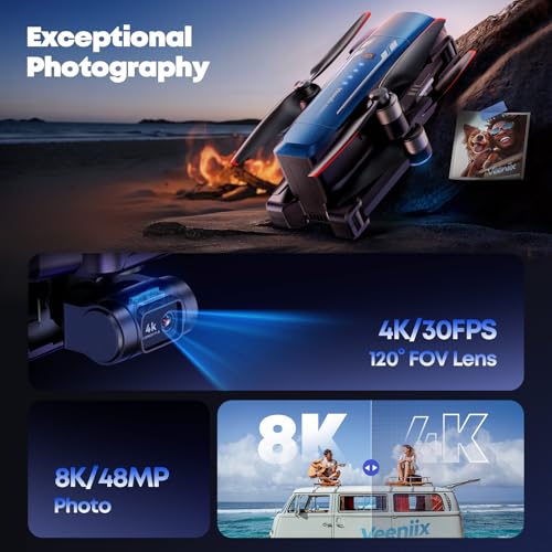 V11PRO Drone with 8K Camera for Adults, 3-Axis Gimbal Drones with 4K/30fps Video, 1/2 CMOS Sensor, 80min Flight Time with 2 Batteries, 6KM Video Transmission Quadcopter, Professional Drone