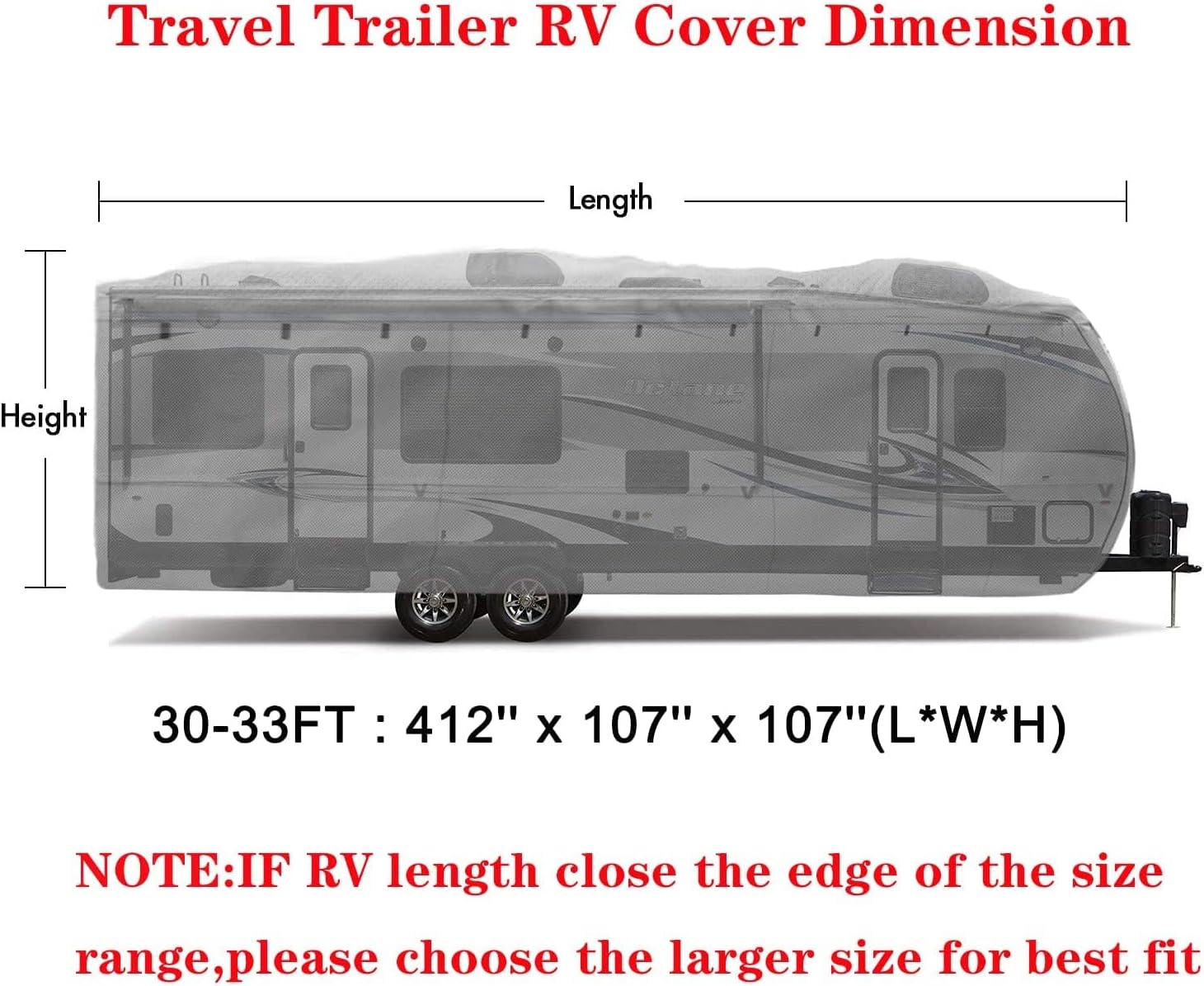 Travel Trailer RV Cover,Waterproof & Windproof Camper Cover Fits 16~18FT RV Trailer,Upgraded 420D Heavy Duty Polyester Oxford Durable, UV, Water Resistant RV Covers