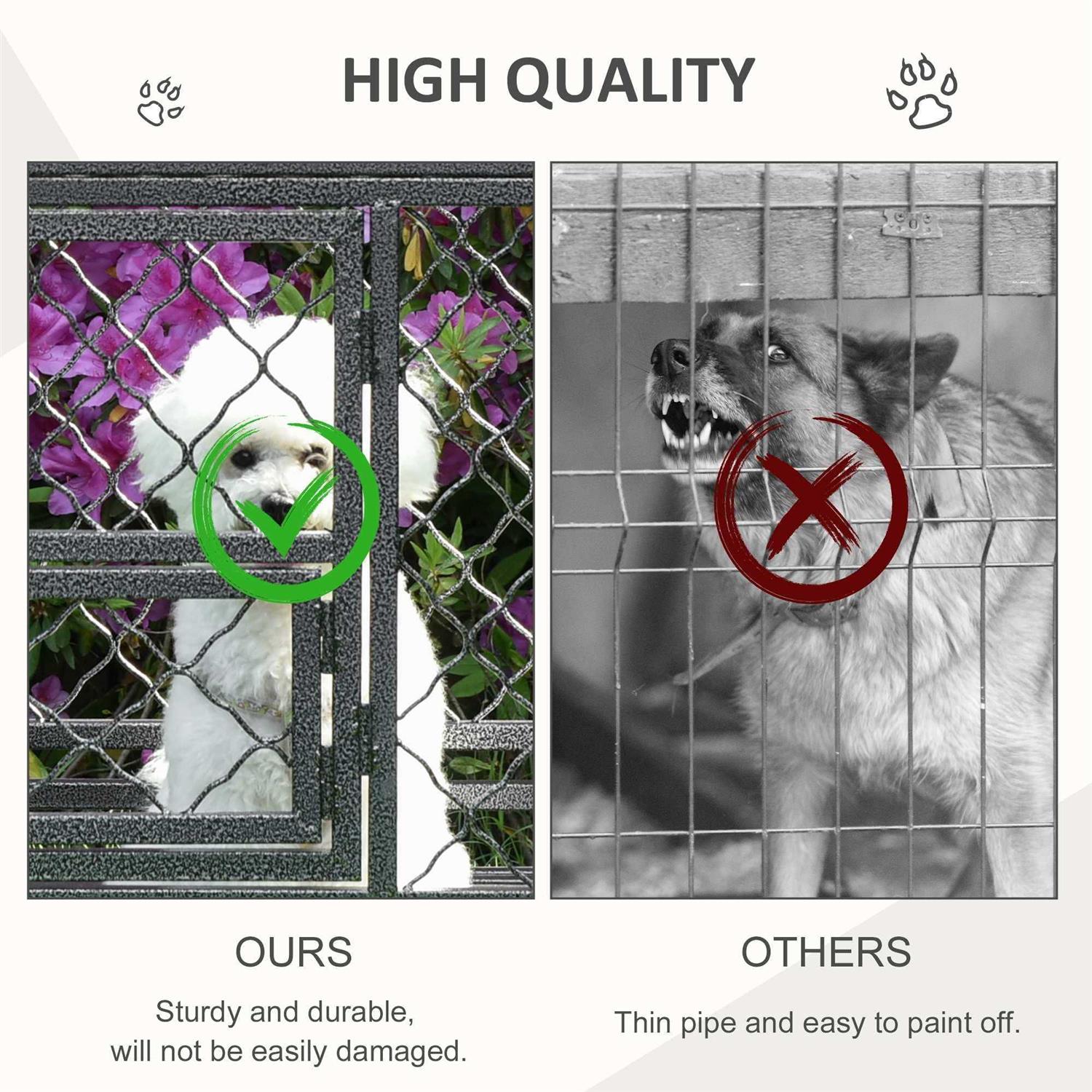Pawhut Heavy Duty Dog Crate Metal Kennel and Cage Dog Playpen with Lockable Wheels, Slide-out Tray, Food Bowl and Double Doors - Pet Supplies online store