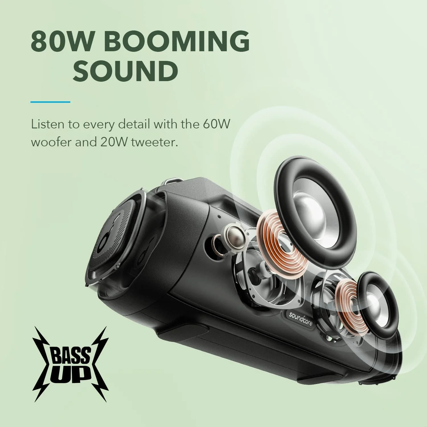 Soundcore Anker Motion Boom Plus Outdoor Bluetooth Speaker,80W Booming Sound,Portable with Strap for Camping